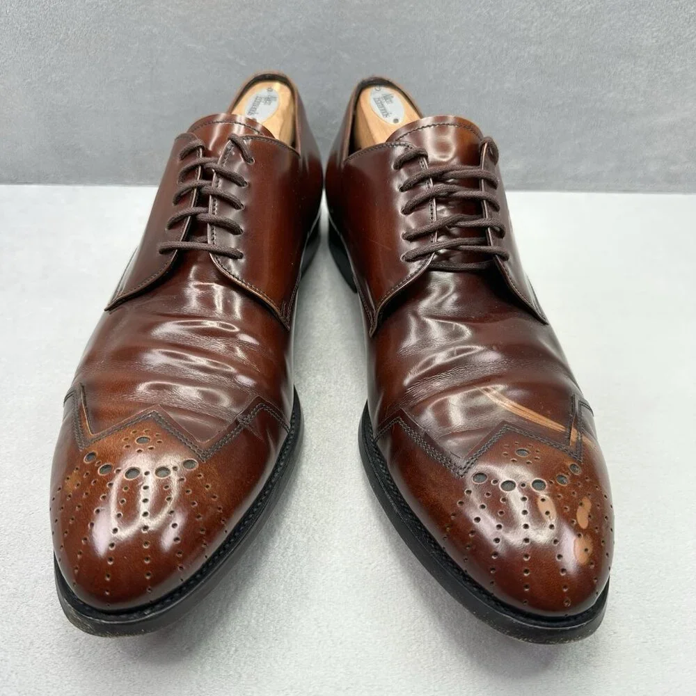 PRADA 2E1608 Mens‎ Size 12 (UK 11) Oxford Brown Polished Leather Dress Shoes